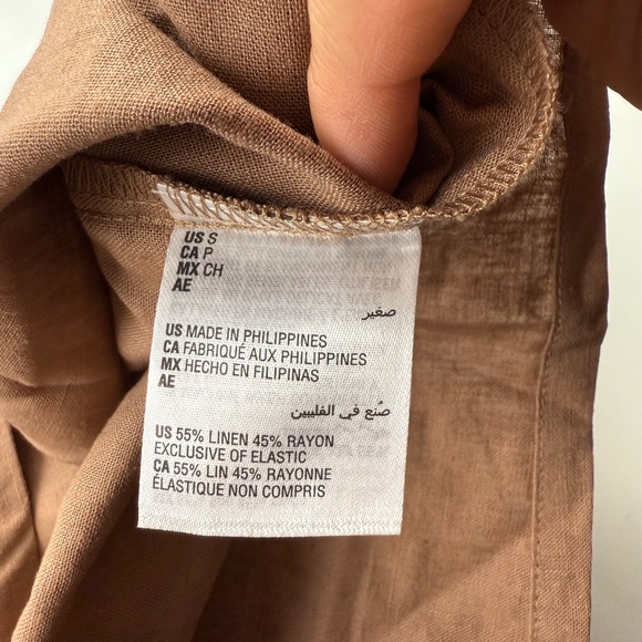 State of Day Linen Blend Sleeveless Pajamas Set Natural Umber Brown S - Picture 7 of 11